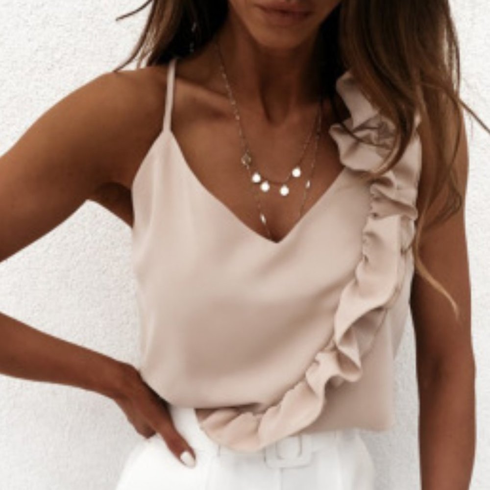 Sexy Ruffle  V Neck Blouse